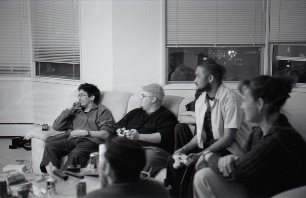 Game night, Chez Chris and Geoff, Calgary, 17 February 2001