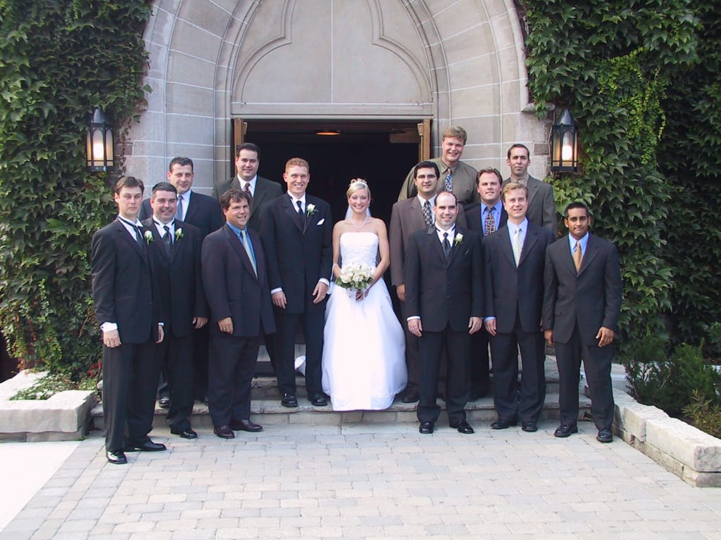 Mark and Darla and their entourage, Appleby College, Oakville, Ontario, 8 September 2001