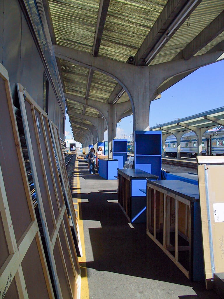 Figuring out how to get everything back in the train, Vancouver, British Columbia, 4 September 2002