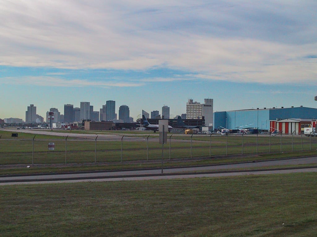 Edmonton City Airport and downtown Edmonton, Alberta, 10 September 2002
