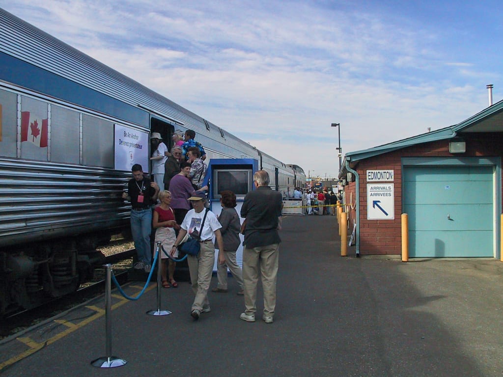 Visitors waiting to Be An Anchor, Edmonton, Alberta, 10 September 2002