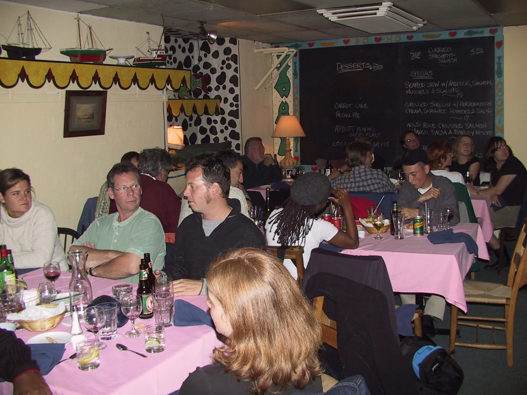 Dinner at Soho Kitchen, Halifax, Nova Scotia, 3 October 2002