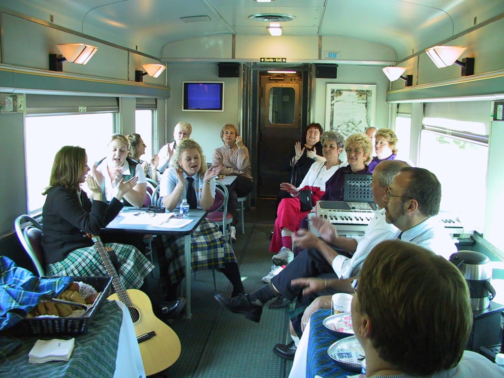 Sing-a-long aboard the Bras D'Or, somewhere in Nova Scotia, 9 October 2002