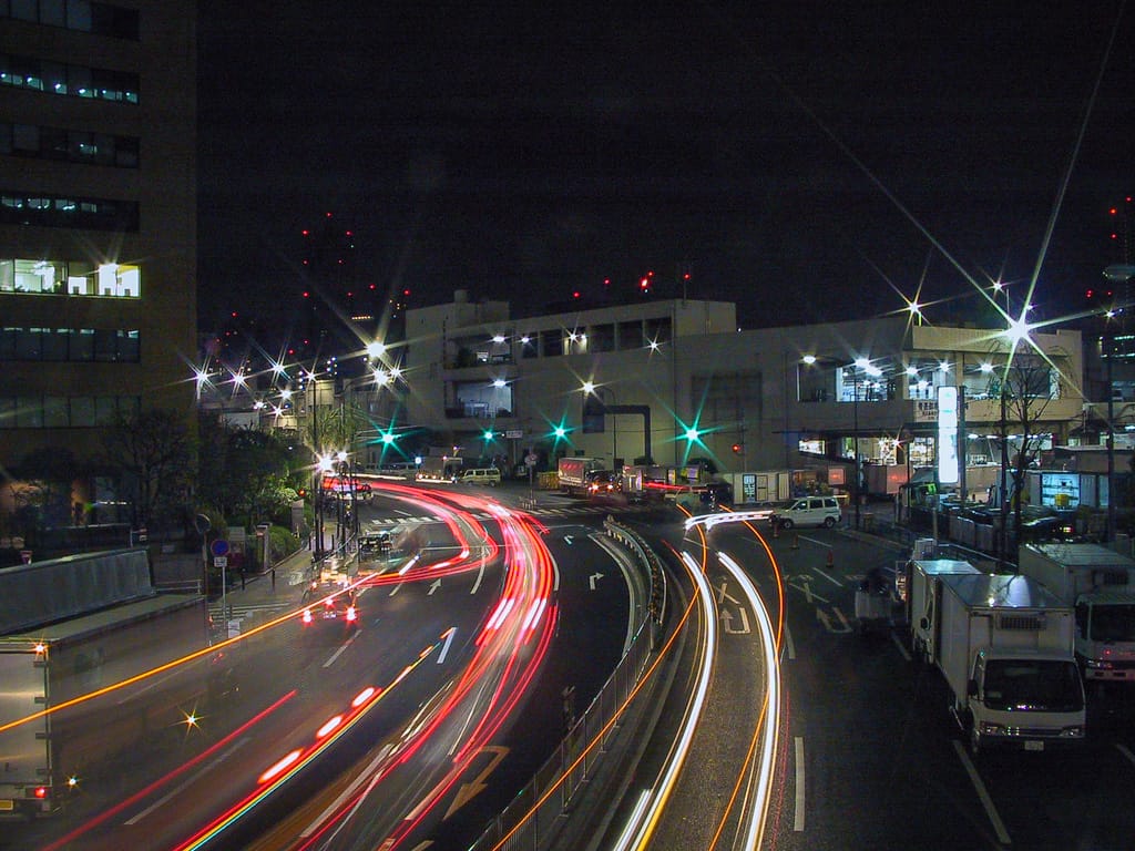 The bustle outside Tsukiji Market, Tokyo, Japan, 9 April 2004