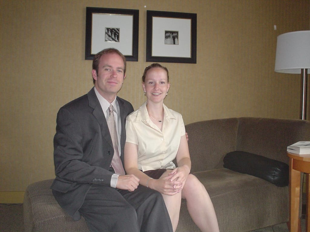 Alex and I before dinner, Westin Hotel, Edmonton, Alberta, 21 August 2004