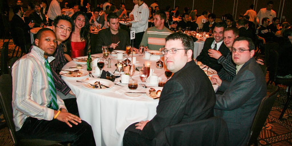 Table 16’s occupants at the Hyatt hotel for CMMYs, 16 February 2006
