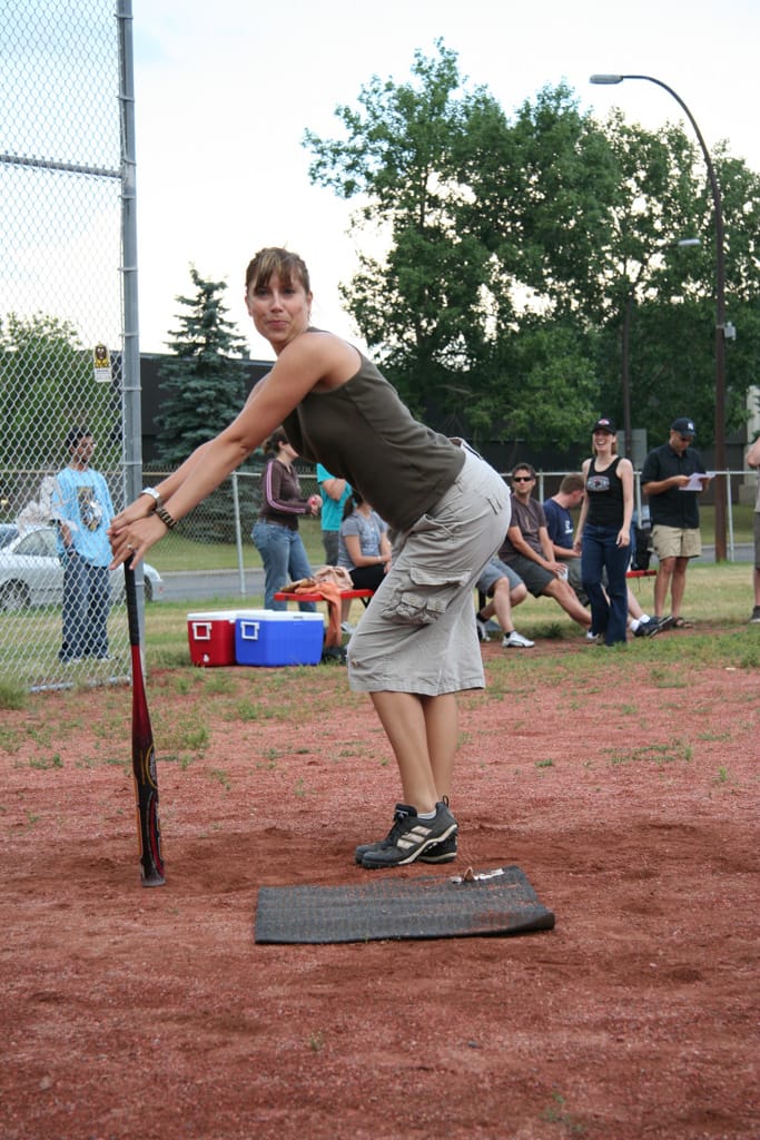 Marcie at bat, Victoria Park, Calgary, Alberta, 24 July 2007
