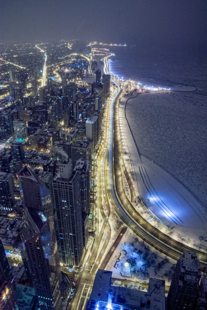 Looking north from Hancock Tower, Chicago, Illinois, United States, 11 February 2008