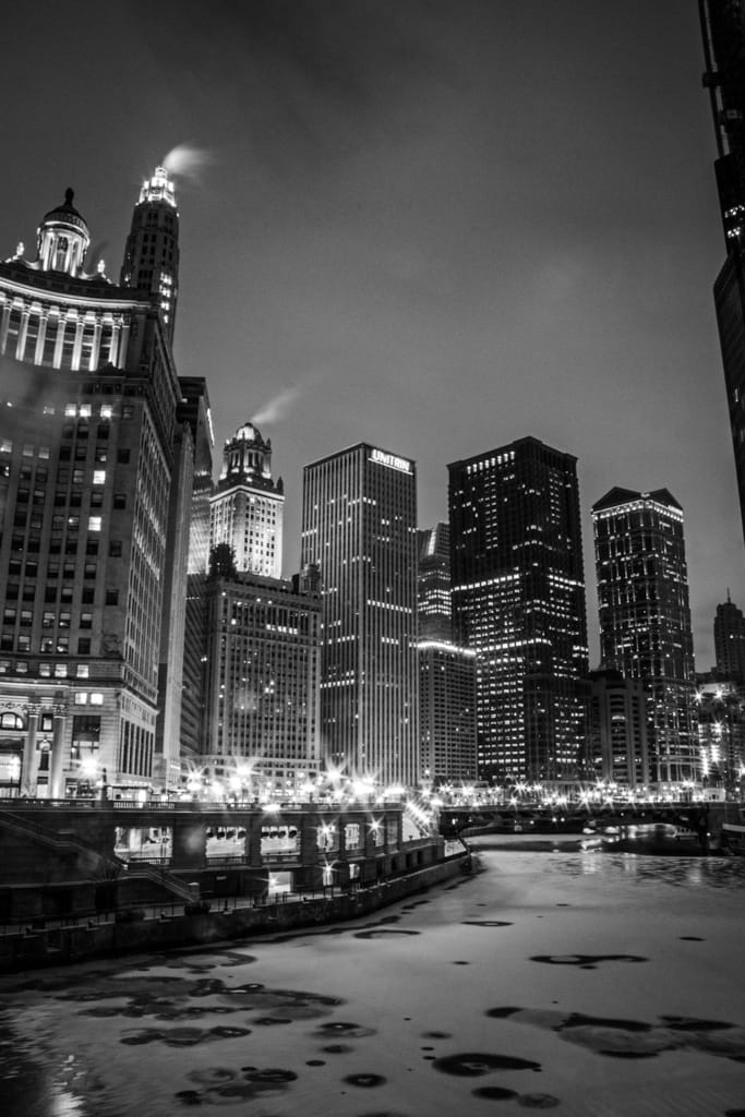 Looking down E Wacker Dr, Chicago, Illinois, United States, 11 February 2008