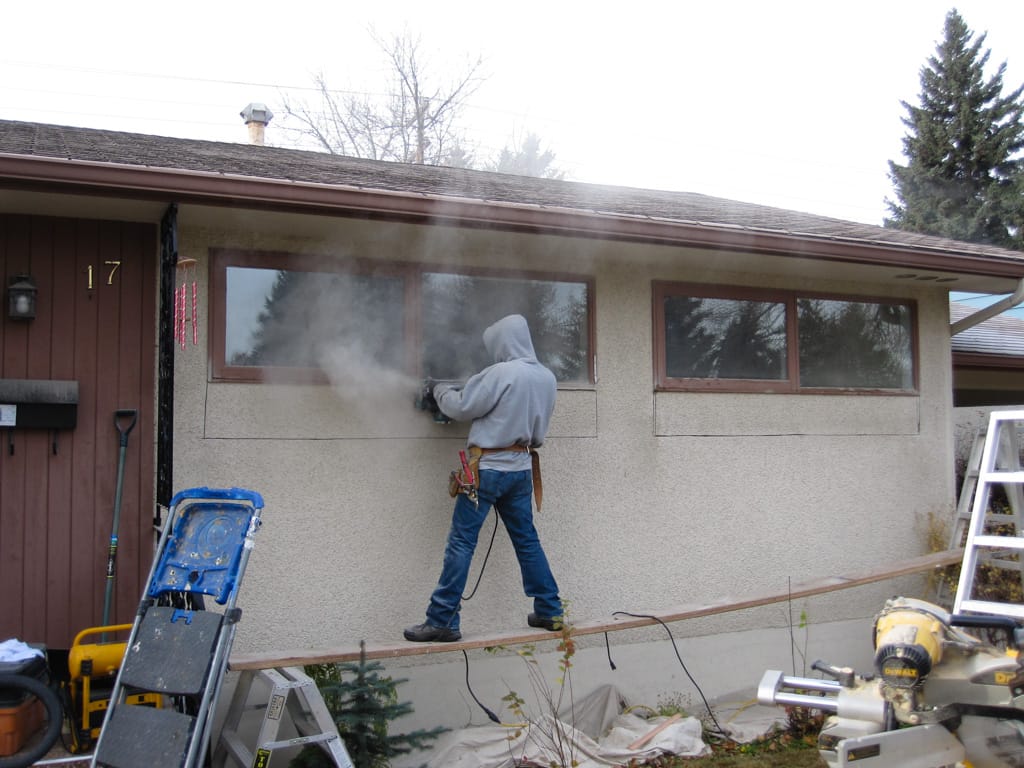 Making room for bigger windows, Westgate, Calgary, Alberta, 28 October 2010