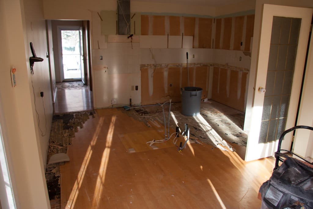 Flooring starting to come out, Westgate, Calgary, Alberta, 19 March 2012