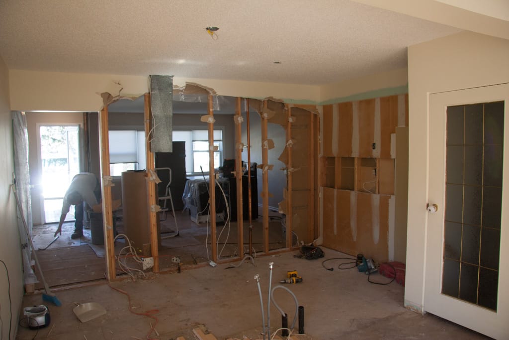 Kitchen wall demolition, Westgate, Calgary, Alberta, 20 March 2012