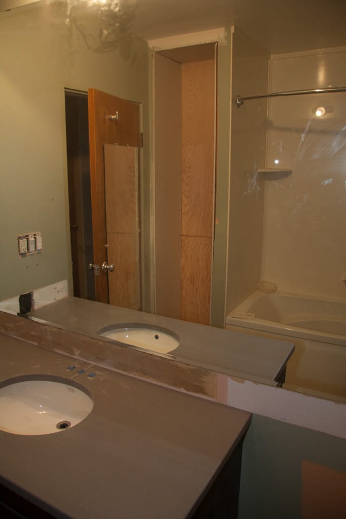 Bathroom counter installed, Westgate, Calgary, Alberta, 4 April 2012