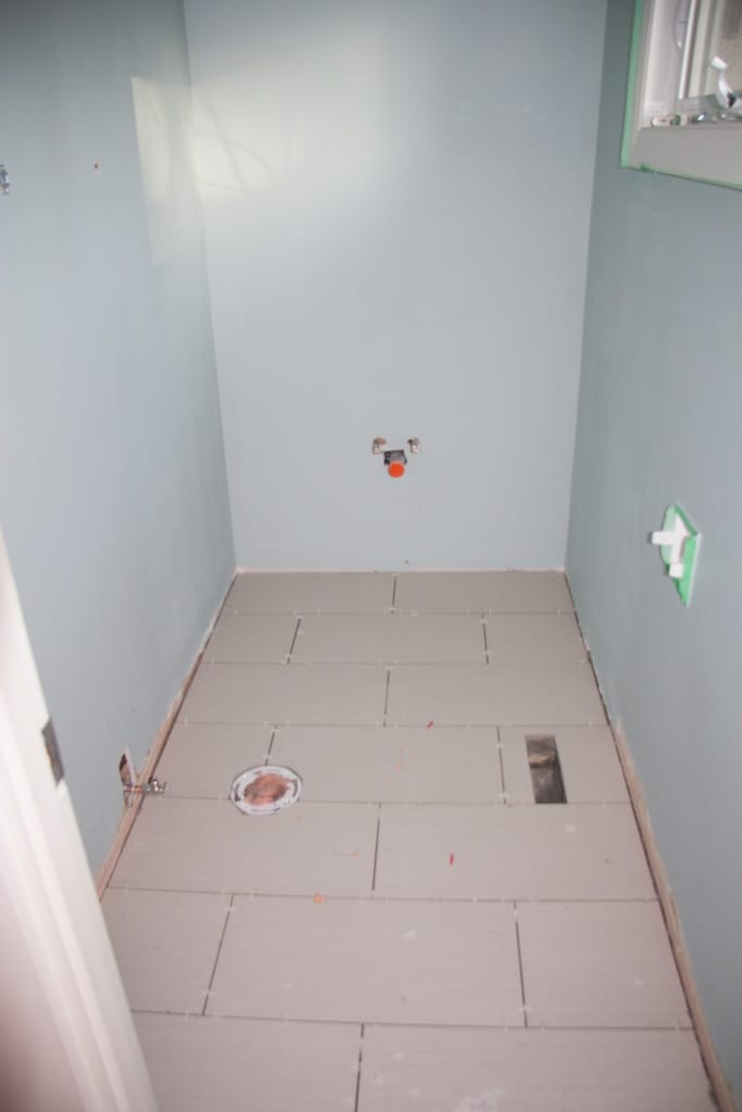 Ensuite tiling, Westgate, Calgary, Alberta, 9 April 2012