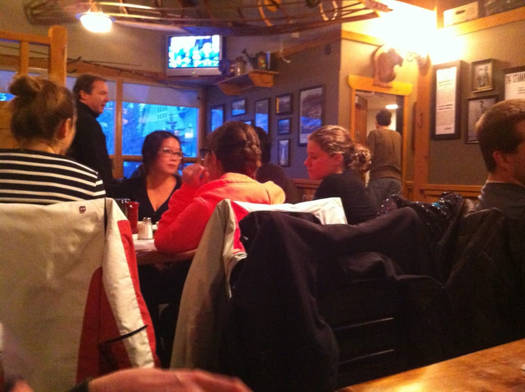 Elk and Oarsman, Banff, Alberta, 6 March 2013