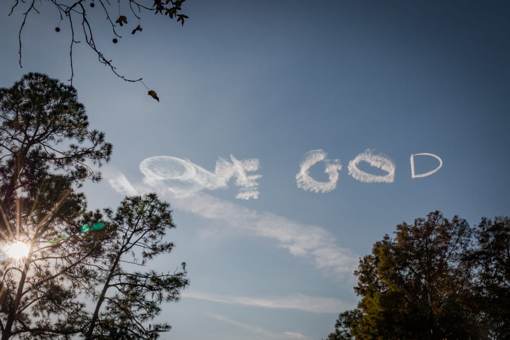 Sky writing over the Magic Kingdom, Walt Disney World, Orlando, Florida, 23 December 2016
