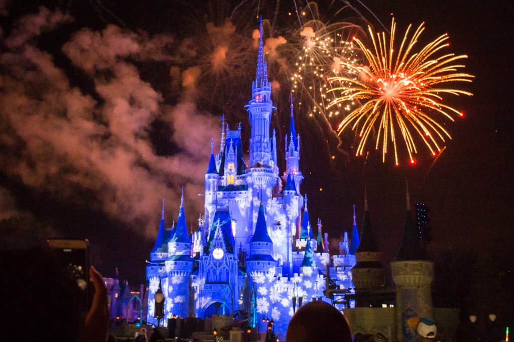 Fireworks over Cinderella’s Castle at the Magic Kingdom, Walt Disney World, Orlando, Florida, 23 December 2016